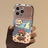 Estampa de Leopardo Gato Adequado para Capa de Celular Apple Iphone17Promax 16 15 Anti-Queda 17 Couro Retro Desenho Animado 12