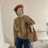 Suéter Grueso de Lana Pura para Mujer con Bloques de Color Retro y Tejido de Cable, Nuevo Estilo de Invierno, Jersey Holgado Casual