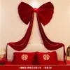 Novas Decorações de Casamento, Enfeites de Laço Vermelho Veludo Grandes, Layout de Cena de Banquete de Casamento, Layout de Quarto de Casamento, Parede de Fundo