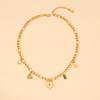 [Ice Meng] Collar de Ojo de Aceite Goteando Moda Amor Acero Inoxidable Cadena Clavícula Collar de Moda INS N119