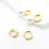 Ganchos para Pendientes Curvos de Media Perforación, Conservación del Color, Incrustados con Circonita, Chapados en Oro, Ganchos para Pendientes Semi-Terminados, Aros para Pendientes, Accesorios para Joyería de Oreja DIY