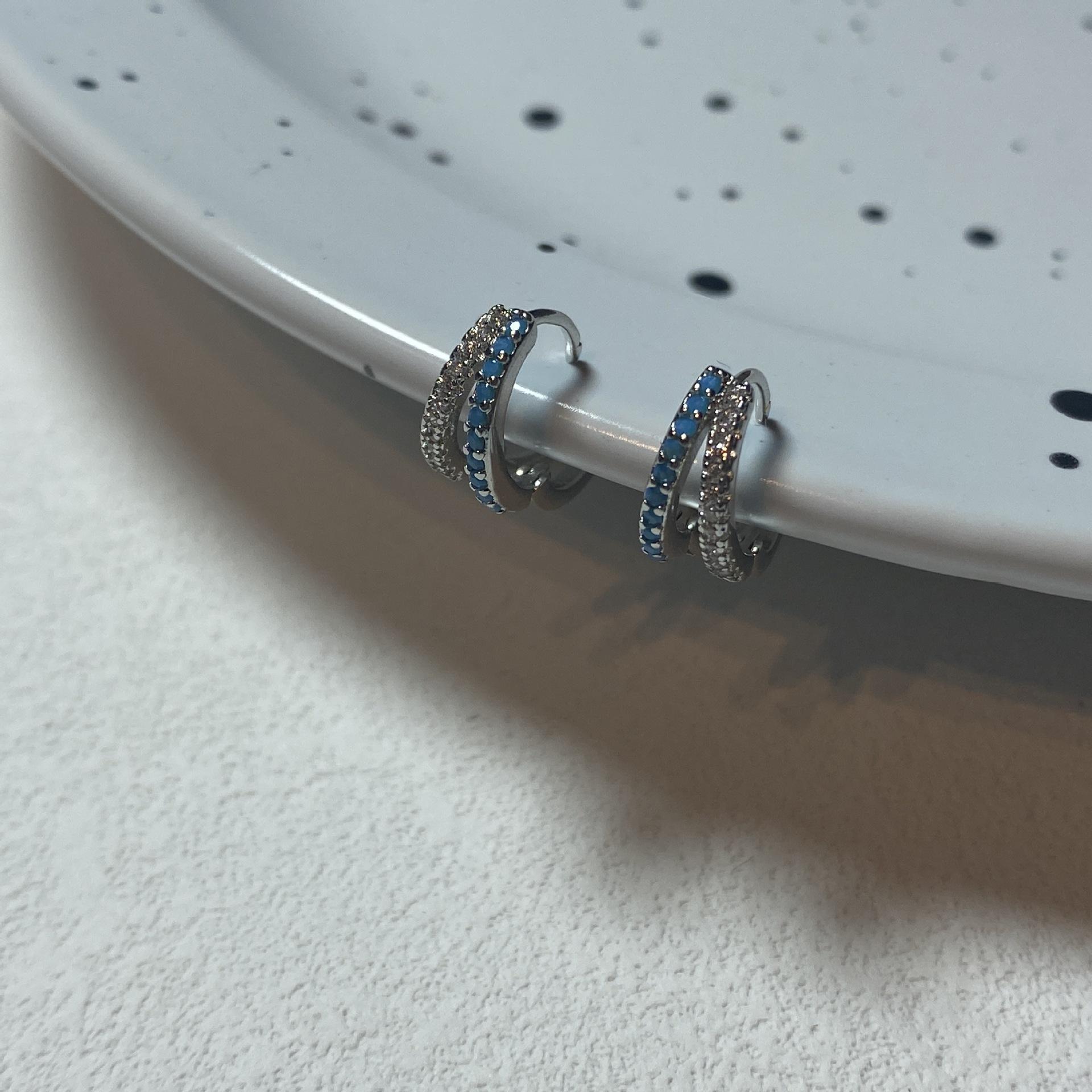 R316#双层蓝色耳扣