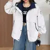 Chamarra parka de dos tonos para mujer, primavera y otoño 2026 nueva popular casual de corte holgado con capucha cortavientos