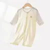 Ropa de una pieza para bebé, Traje de verano para aire acondicionado, Traje para gatear, Tipo ultradelgado, Mameluco sin costuras de jacquard de manga larga
