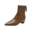 Botines de punta fina estilo europeo para mujer, novedad de otoño, botines de tacón bajo con temperamento para el trabajo, cómodos, versátiles, adelgazantes