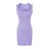 Falda de tirantes con escote cuadrado, temperamento, hombros anchos, chica popular, capa base de verano para mujer, ajustada, retro, cintura ceñida, sin mangas, falda larga