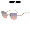 Moda europea y americana nuevo sin montura borde cortado de alta gama gafas de sol leopardo versátil estilo callejero gafas de sol para mujer gafas de moda de celebridad de internet