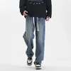 Jeans Novo Masculino para Primavera e Outono, Jeans Reto Solto Masculino Americano High Street Calças Longas Casuais de Perna Larga