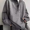 Suéter de Punto con Capucha Cross-Border Cleanfit para Hombre, Estilo Perezoso Holgado de Otoño e Invierno Chaqueta Superior de Media Botonadura