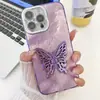 Capa para celular com suporte de borboleta IMD galvanizado para Apple 16PROMAX película para lente 15 padrão de estanho 14 furo fino 13