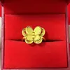 Tienda de Artesanía Oro Mismo Estilo Alambre Dibujado Anillo de Mariposa Doble Capa Boca Suelta Color Oro Imitación Nuevo Estilo Chino Lujo Ligero Industria Pesada Regalo
