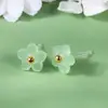 Pendientes de flor de acetato tridimensionales pequeños, frescos y lindos, exquisitos, pequeños, translúcidos, para uso diario, combinan con todo