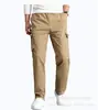 Pantalones Casuales de Trabajo para Hombre para Exteriores, Pantalones Casuales de Algodón Lavado para Hombre con Múltiples Bolsillos de Pierna Recta para Obras de Construcción