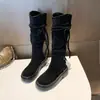 Nuevas botas de plataforma de tacón alto de gamuza vintage para mujer 2026 con flecos, botas de caña alta estilo western primavera/otoño