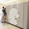2025 Novo Painel de Parede Traseira para TV 8D Moderno Paisagem Sofá Estudo Painel de Parede 3D Novo Salão de Chá Chinês Painel de Cristal de Carbono