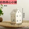Lanterna pequena branca porta-velas de ferro, luz de ambiente romântico, ornamento decorativo suave para terraço jardim, acessório para fotografia de têxteis para casa