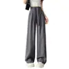 Pantalones de pierna ancha teñidos anudados de seda helada de verano 2026 para mujer, de cintura alta, fluidos, de pierna recta estrecha con cordón, pantalones casuales de largo hasta el suelo