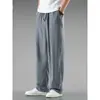 Pantalones Casuales de Lino para Hombre Otoño Lujo Ligero Estilo Chino Pantalones Largos de Algodón Lino Holgados Talla Grande Pantalones de Pierna Recta Hombre Negro Blanco