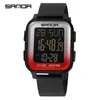 Reloj Nuevo Estudiante Sanda, Despertador Multifuncional de Doble Hora, Reloj Impermeable de Pantalla Única, Reloj Deportivo Cuadrado de Esfera Grande