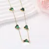 Popular Colar de Aço Titânio Dourado 18K 13mm Trevo da Sorte de Cinco Folhas Dupla Face Não Desbota Corrente para Clavícula Moda Atacado