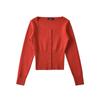 Suéter de Punto Cuadrado con Escote Francés Estilo Francés para Mujer, Diseño Adelgazante Otoño e Invierno, Top Básico Corto Moderno Único con Dobladillo Dividido