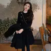 Modelo nuevo: Vestido negro pequeño estilo Hepburn, suéter de longitud media, vestido de punto, adecuado para usar en capas debajo de un abrigo, para mujeres en otoño e invierno