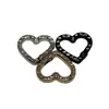 Argola de Mola em Formato de Coração 25mm Acessórios de Ferragem com Strass em Formato de Coração Fecho de Mola Chaveiro Pingente Totalmente Cravejado com Strass Prateado Galvanizado Atacado