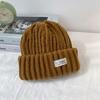 Gorro de lana para mujer, con gran circunferencia de cabeza y etiqueta pequeña, para otoño e invierno, con protección para las orejas, tejido grueso y cálido para el frío.