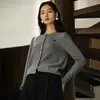 Cárdigan de Punto Bordado Simple de Manga Larga para Mujer, Nuevo Artículo de Otoño 2026, Estilo Elegante para el Trabajo, Color Sólido, Cuello Redondo, Top de Botones