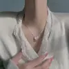 Aço Titânio Não Desbota Calcedônia Branca Fecho de Segurança Colar Moda Chinesa Leve Luxo Cadeado dos Desejos Cadeado da Longevidade Presente TikTok