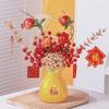 Fábrica Cerámica Plástico Imitación Nórdica Florero Resistente a Caídas Transfronterizo Flor Artificial Flor Suculenta Maceta Fruta Roja Bolsa de la Suerte Flor Seca Boda