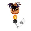 Porta credencial retráctil de Halloween Fantasma Rosa Murciélago Calabaza Clip retráctil para credencial de acrílico Porta identificación de oficina para personal médico
