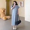 Vestido de Verano de Maternidad, de Longitud Media, Holgado, Elegante y Moderno para Salir, Vestido Largo a Cuadros para Mujeres Embarazadas
