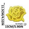 Patch de Bordado de Flor Rosa com Glitter Novo Estilo Patch Floral com Adesivo Termocolante para Decoração de Jaquetas, Sapatos e Malas