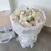 Papel de Regalo Floral de Gasa Tejida Blanca con Borde de Encaje, Tela Decorativa, Materiales de Arte Floral, Papel para Envolver Ramos