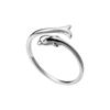 Anillo abierto brillante con forma de delfín en plata esterlina s925 de Nalan, con diseño de nicho de viento frío, bonito anillo para comer animales R00322