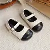Zapatos Mary Jane de Estilo Francés para Niñas con Bloques de Color, Zapatos Planos de Corte Bajo a Cuadros para Primavera y Otoño, Zapatos Pequeños de Cuero Versátiles y de Moda