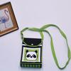 Bolso para teléfono móvil de estilo coreano con diseño de panda pequeño, bandolera de punto, bolso de mano con solapa, bolso informal para salir