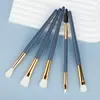 Conjunto de Pincéis Azuis para Olhos Mais Vendido no Comércio Exterior, Lã Sintética, Conjunto Portátil de 5 Peças de Pincéis para Maquiagem de Sombras, Ferramentas de Beleza Atacado