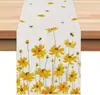 Caminho de Mesa Estampado com Margaridas e Girassóis, Decoração de Casa com Atmosfera de Verão, Jogo Americano para Mesa de Cozinha, Toalha de Mesa para Mesa de Centro de Sala de Estar