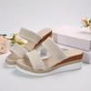 Sandalias y pantuflas de mujer de comercio exterior Sandalias de cuña con suela gruesa y plataforma para mujer Ropa exterior informal Sandalias de tira ancha con punta abierta y cuerda de cáñamo