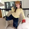 Camiseta de manga larga para muñeca de niña, conjunto de otoño 2026, top de encaje para niña con estrellas, pantalones vaqueros de pierna ancha, conjunto casual