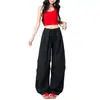 Calça Cargo Casual Solta Streetwear de Nicho Feminina Cáqui Cintura Alta Emagrecedora Nova Fina Perna Larga Secagem Rápida Calça Paraquedista
