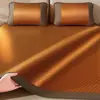2026 Novo Modelo Cobertura Total Dupla Face Estilo Vintage Esteira de Rattan Novo Estilo Esteira Refrescante Conjunto de Três Peças