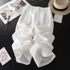 Calça de Linho Branca de Perna Larga para Mulheres, Novo Estilo Verão 2026, Emagrecedora de Alta Qualidade, Fluida, Fresca, Calça Casual de Perna Reta