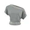 Camiseta de Encaje Patchwork de Encaje Puro Estilo Francés de Un Hombro Modelo Nuevo Verano 2026 con Hermoso Diseño de Hombro y Cintura, Top Corto