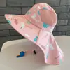 Chapéu de Proteção Solar Infantil, Capa de Verão com Desenho, Chapéu de Sol para Meninos, Aba Larga Respirável, Chapéu de Pescador para Meninas, Chapéu de Sol Fino
