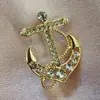 Broche Âncora com Strass Transfronteiriço Corsage para Terno Masculino Jaqueta Corta-Vento Azul Temperamento Fashion Joia