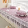 Esterilla para Ventana de Balcón, Esterilla para Repisa de Ventana, Lujo Ligero, Simple, Antideslizante, Todas las Estaciones, Cojín de Asiento Tatami Estilo Princesa con Encaje