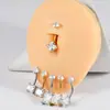 Anillos para Ombligo de Acero Inoxidable Galvanizado con Circonita Blanca Transfronterizos en Formas Cuadrada, Corazón y Gota con Joyería para Piercing de Rosca Interna